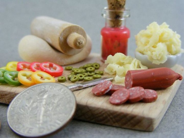 Shay Aaron Miniatures - Tiny Food (making pizza) That is Collectible and Wearable!