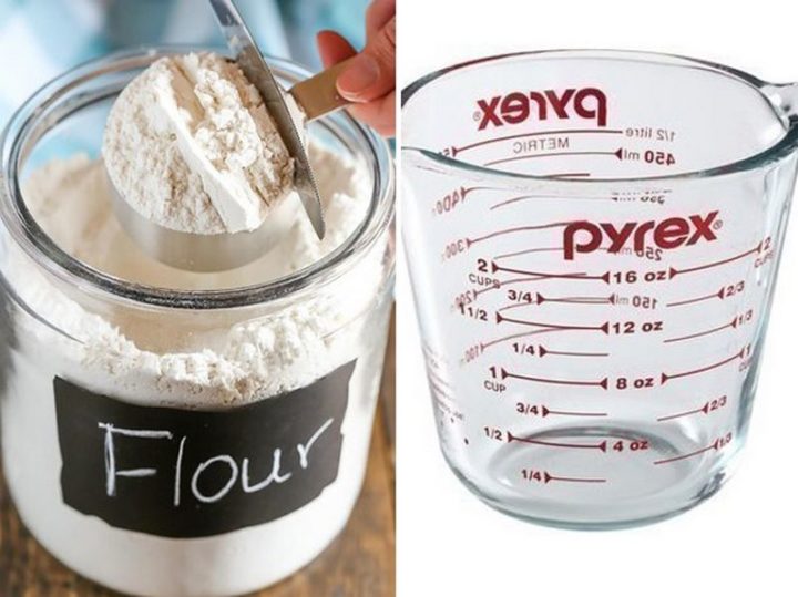 Common mistakes in the kitchen - Measuring dry and wet ingredients with measuring cups.