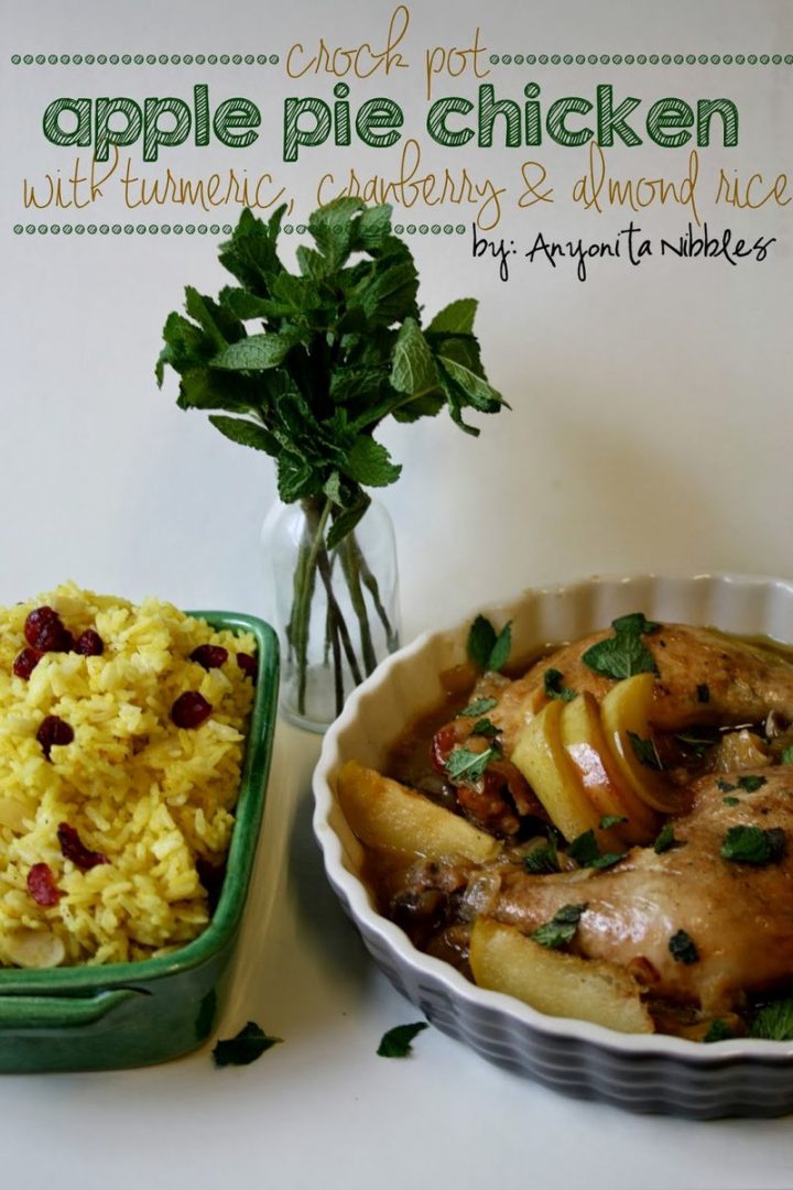 13 Crock-Pot Recipes - Crock-Pot Apple Pie Chicken with Turmeric, Cranberry & Almond Rice.