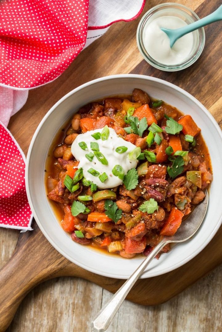 23 Best Chili Recipes - Vegan Chili with Homemade Sour Cream.