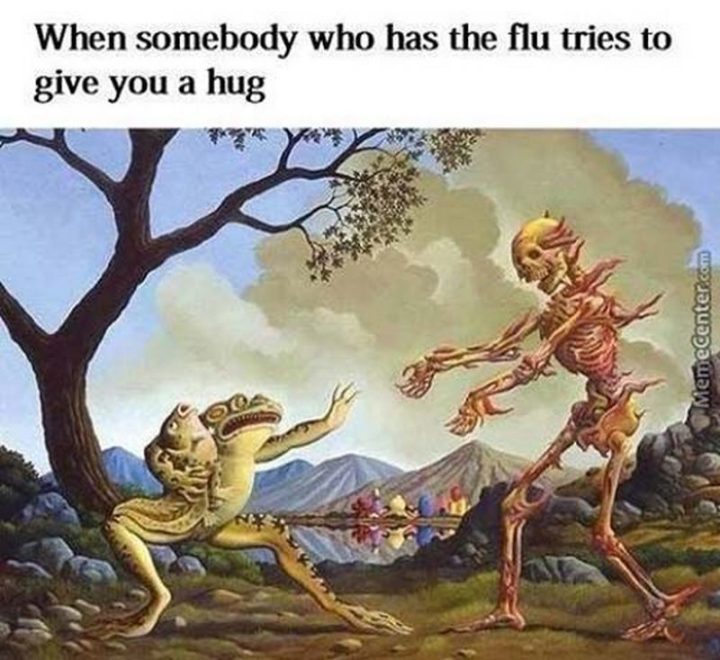 23 Sick Memes - "When somebody who has the flu tries to give you a hug."