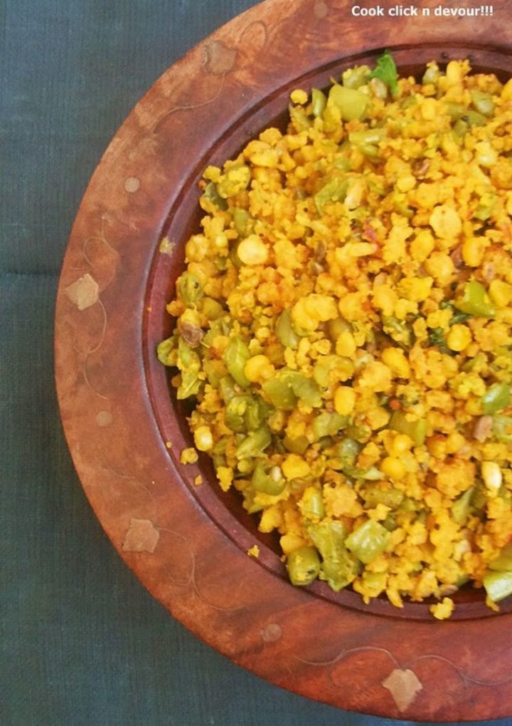 49 Indian Side Dishes - Beans Parupu Usili.
