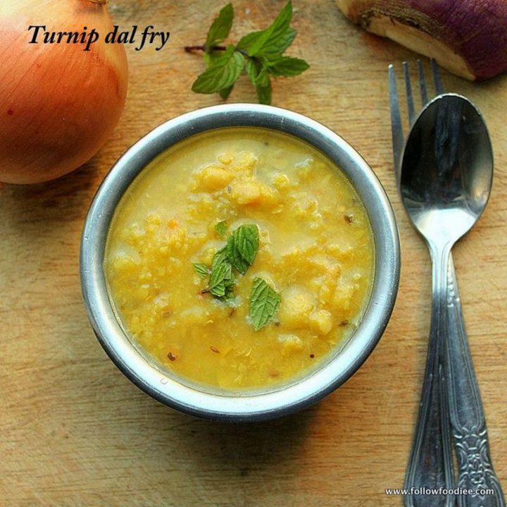 49 Indian Side Dishes - Turnip Dal Fry.