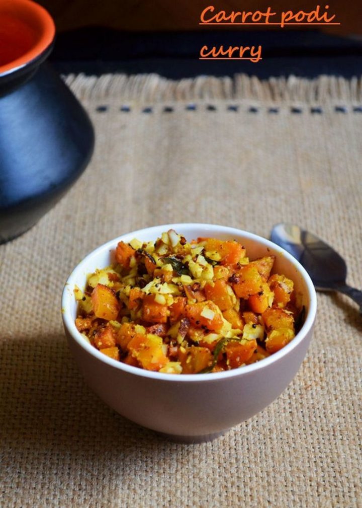 49 Indian Side Dishes - Carrot Podi Curry.