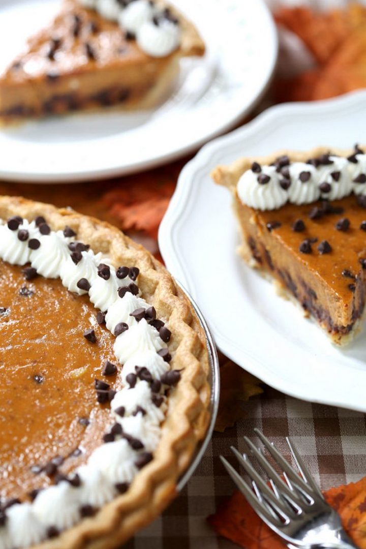 27 Pumpkin Pie Recipes - Chocolate Chip Pumpkin Pie.
