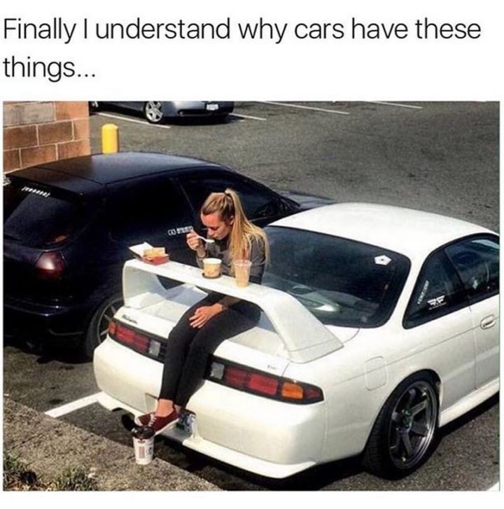 37 Funny Food Memes - "Finally I understand why cars have these things..."