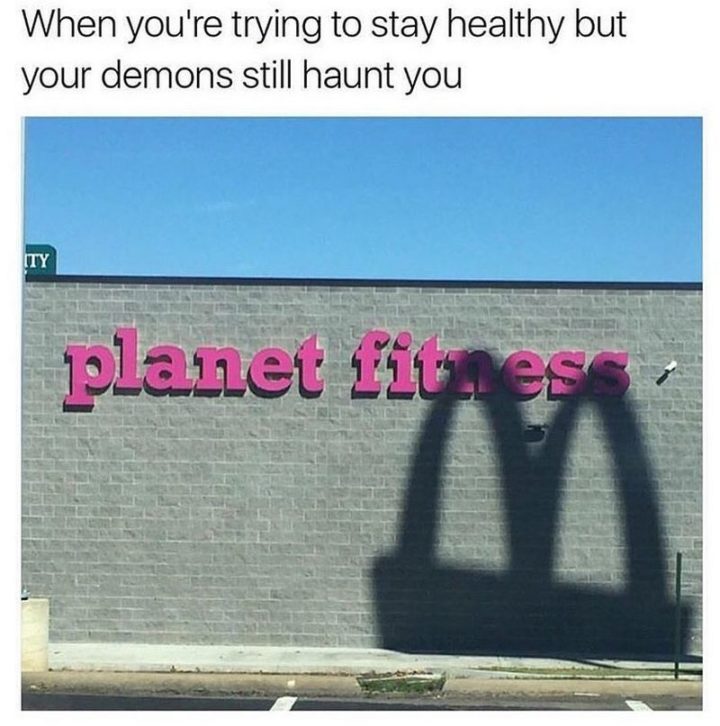 37 Funny Food Memes - "When you're trying to stay healthy but your demons still haunt you."