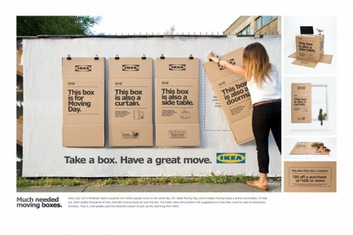 27 Awesome Billboards - If there is one thing we never have enough when moving, it's cardboard boxes. IKEA provides free cardboard boxes to customers.