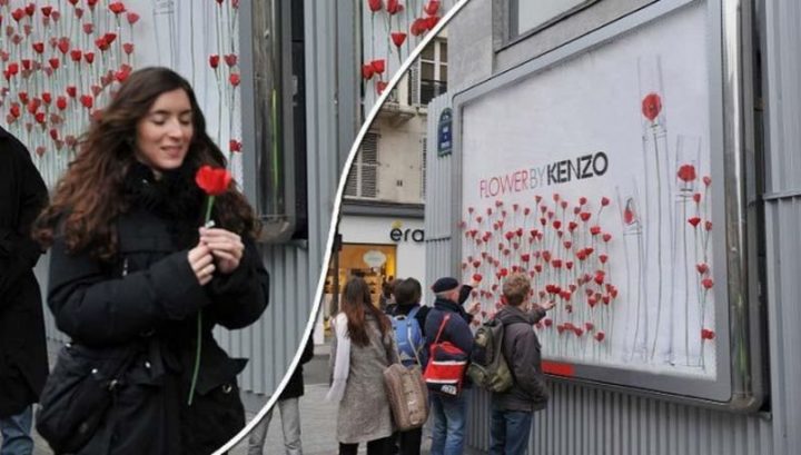27 Awesome Billboards - Kenzo's billboard offered free flowers to pedestrians.