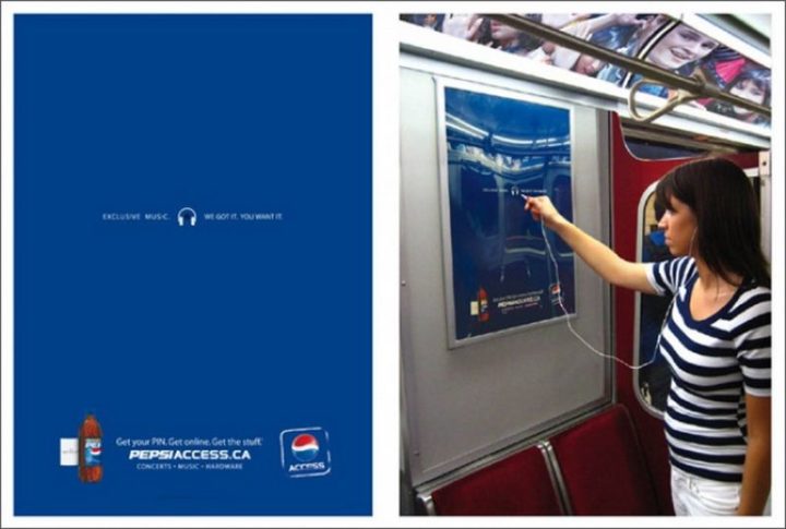 27 Awesome Billboards - Pepsi lets bored Subway passengers enjoy free music during their commute.