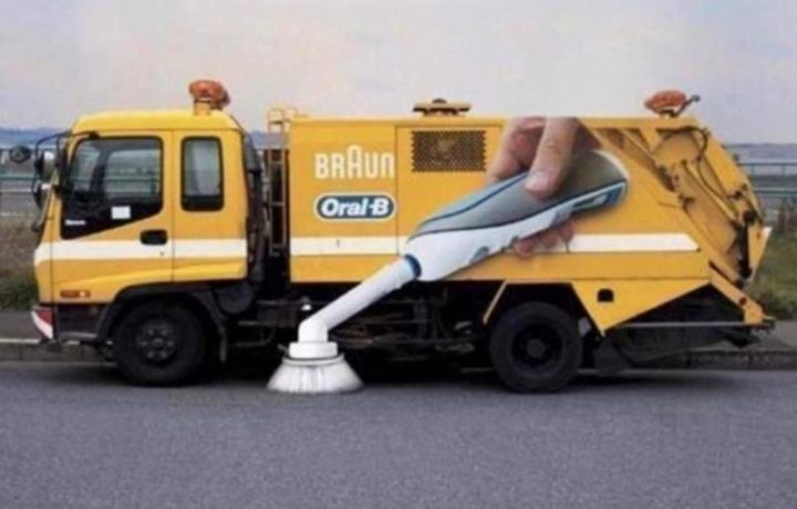 27 Awesome Billboards - This Braun Oral-B Toothbrush advertisement on a street sweeper.