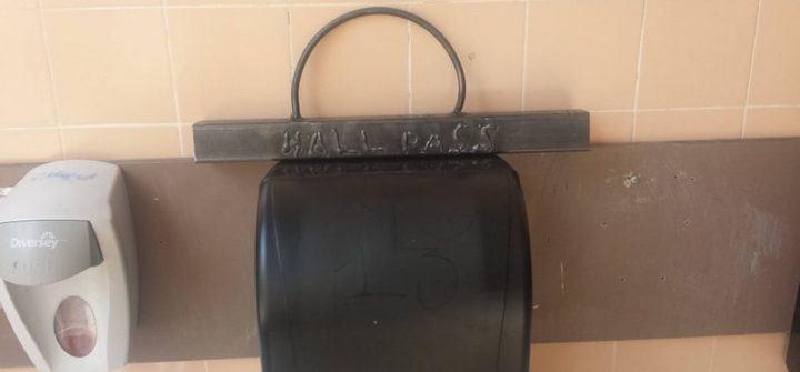53 Funny Hall Passes - Teacher's hall pass kept getting stolen. Made one out of iron.