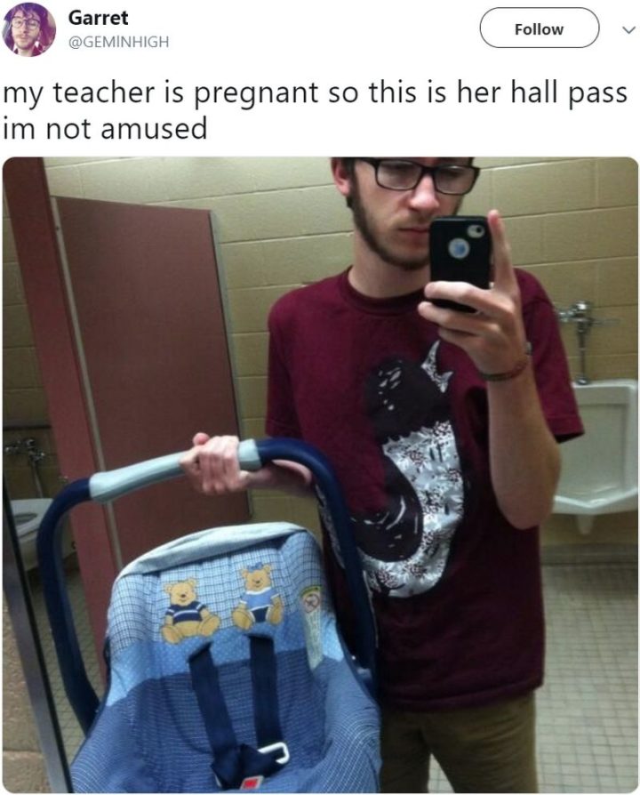 53 Funny Hall Passes - A baby car seat.