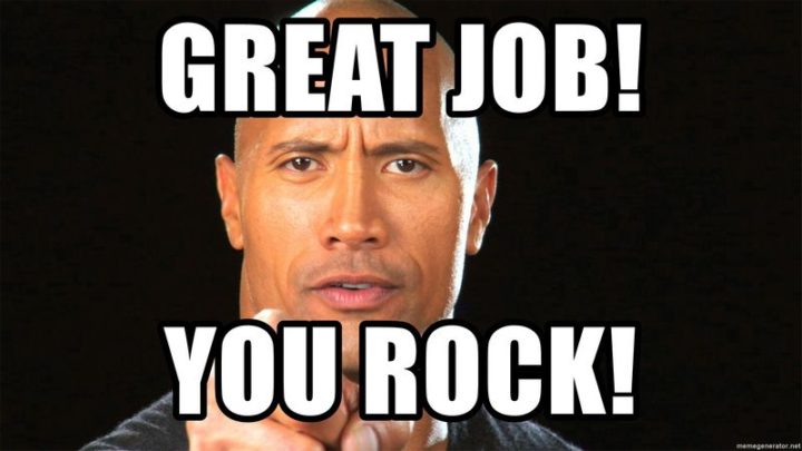 23 Great Job Memes - "Great job! You rock!"