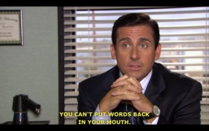 30 Michael Scott quotes - "You can't put words back in your mouth."