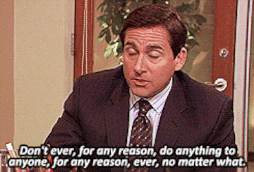 30 Michael Scott quotes - "Don't ever, for any reason, do anything to anyone, for any reason, ever, no matter what."
