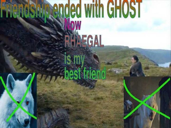 91 Game of Thrones Memes - "Friendship ended with ghost. No Rhaegal is my best friend."