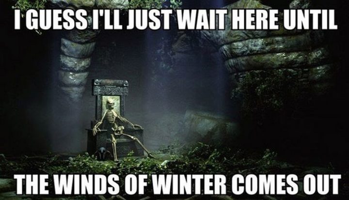 "I guess I'll just wait here until the winds of winter comes out."