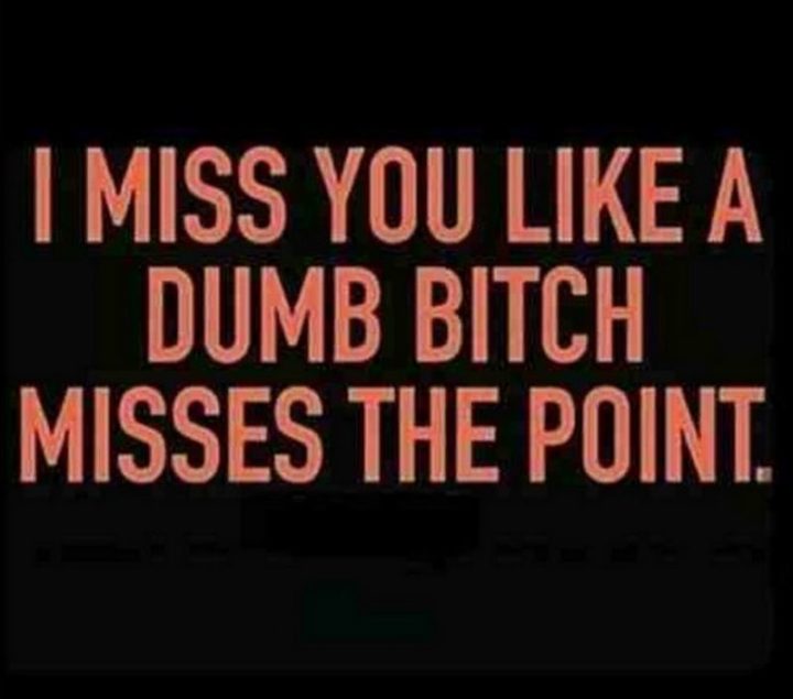 "I miss you like a dumb b***h misses the point."