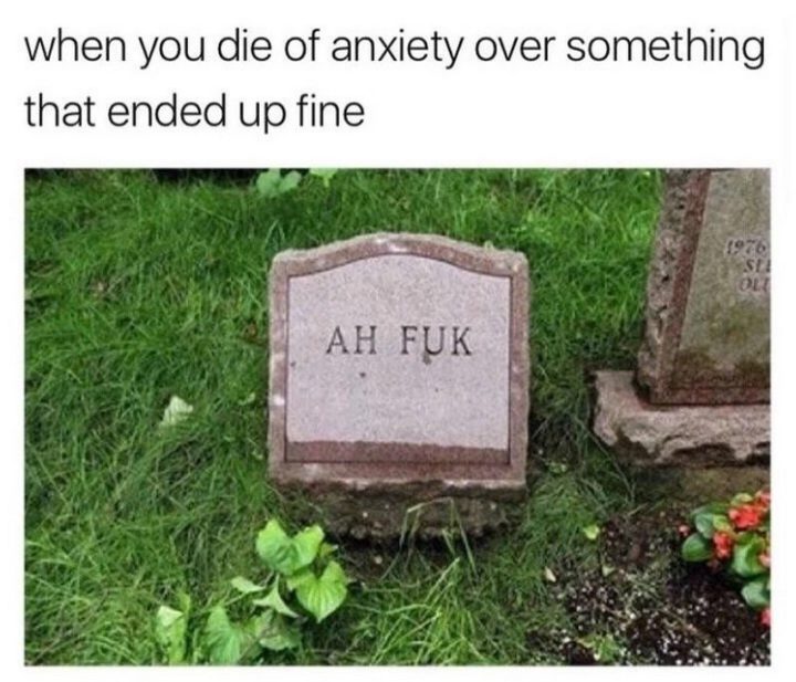 101 Funny Memes - "When you die of anxiety over something that ended up fine. Ah fuk."