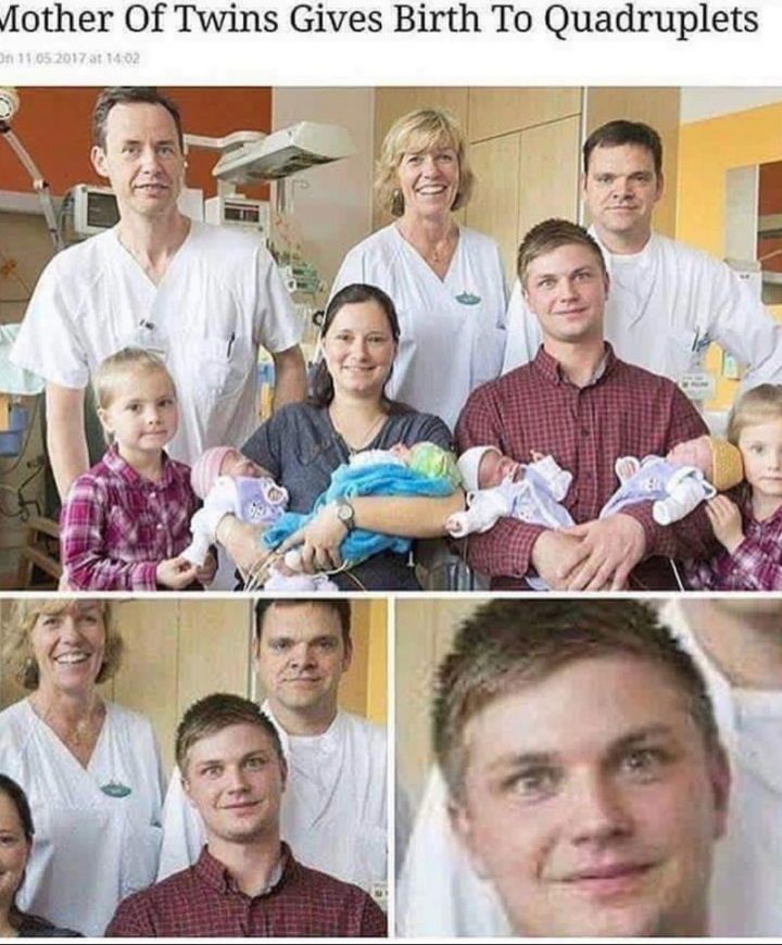 "Mother of twins gives birth to quadruplets."