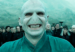 Lord Voldemort of Harry Potter smiling.