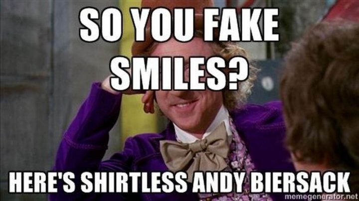 "So you fake smiles? Here's shirtless Andy Biersack."