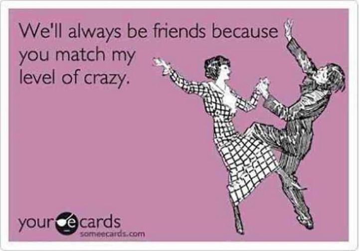 65 Funny Friend Memes - "We'll always be friends because you match my level of crazy."