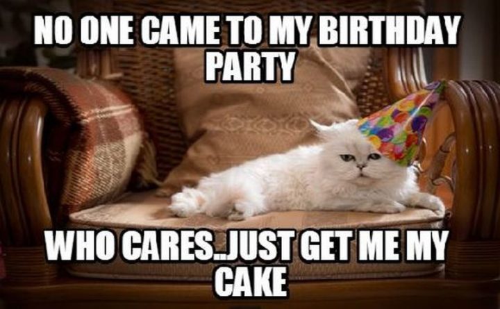 "No one came to my birthday party. Who cares...just get me my cake."