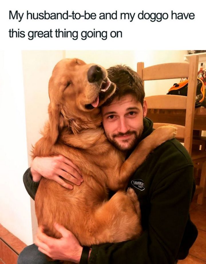 55 Cute Dog Posts - "My husband-to-be and my doggo have this great thing going on."