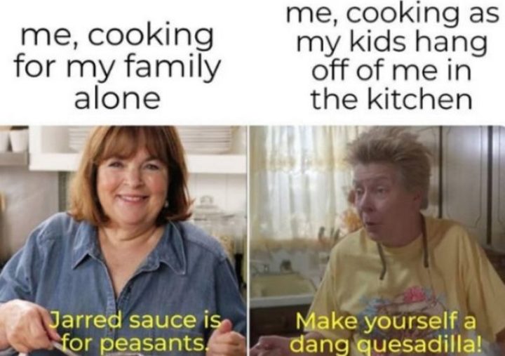 "Me, cooking for my family alone. Me, cooking as my kids hang off of me in the kitchen."