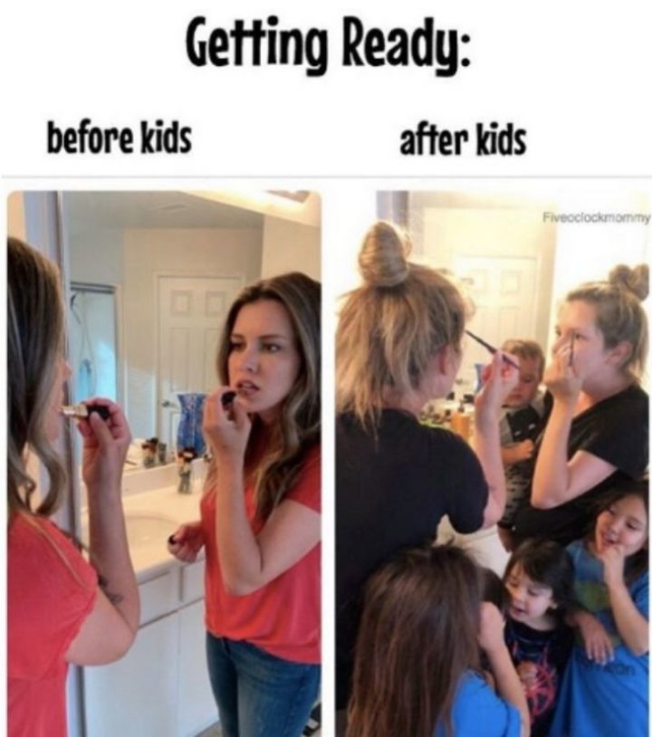 "Getting Ready: Before kids VS After kids."