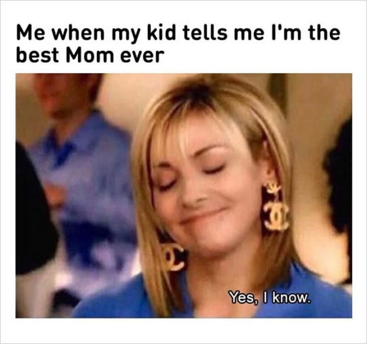 "Me when my kid tells me I'm the best mom ever: Yes, I know."