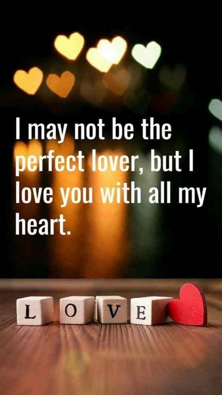 "I may not be the perfect lover, but I love you with all my heart." - Anonymous