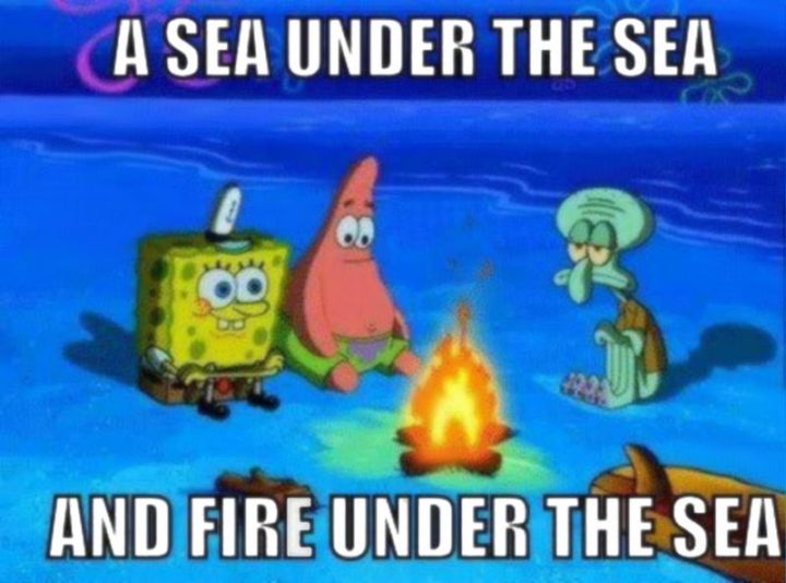 Funny Spongebob Memes - "A sea under the sea and fire under the sea."