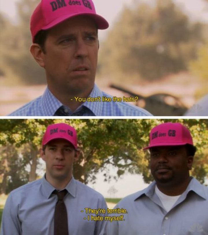 57 Memes divertidos de 'the Office' - ¿No te gustan los sombreros? Son terribles. Me odio.