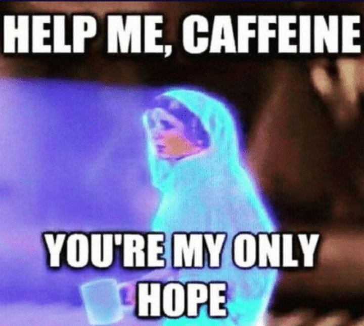 "Help me, caffeine. You're my only hope."