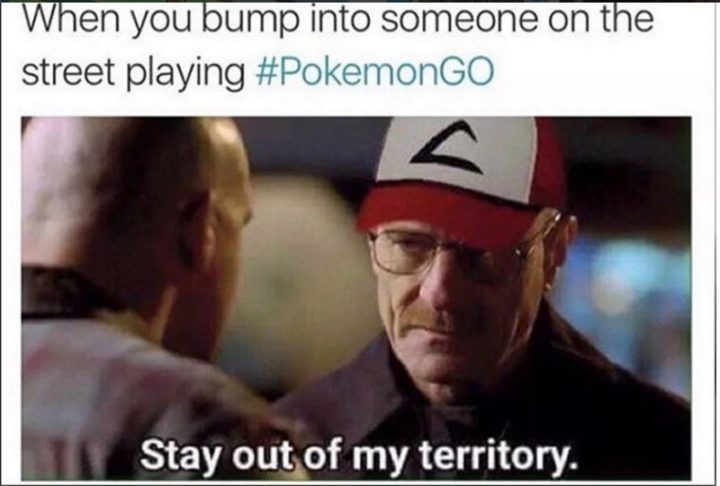 "When you bump into someone on the street playing Pokémon Go: Stay out of my territory."