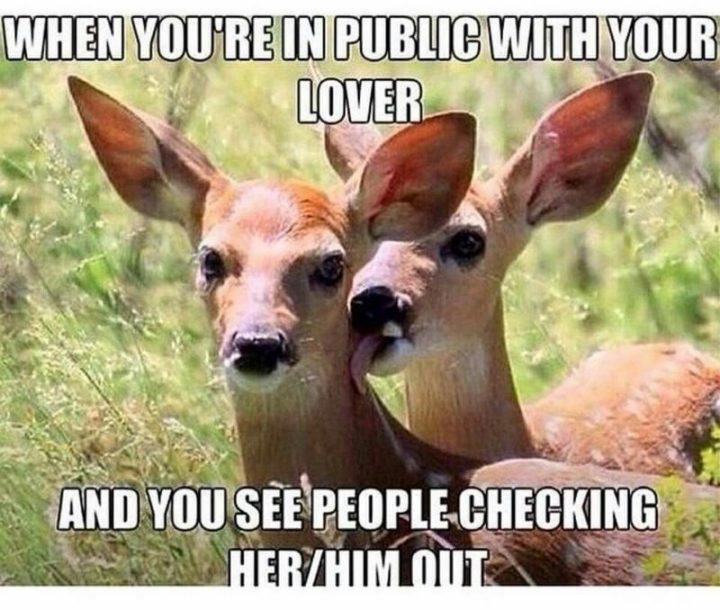 "When you're in public with your love and you see people checking her/him out."
