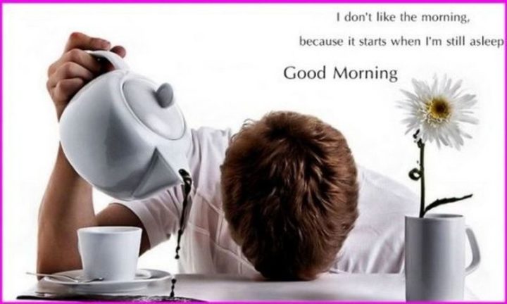 "I don't like the morning, because it starts when I'm still asleep. Good morning."