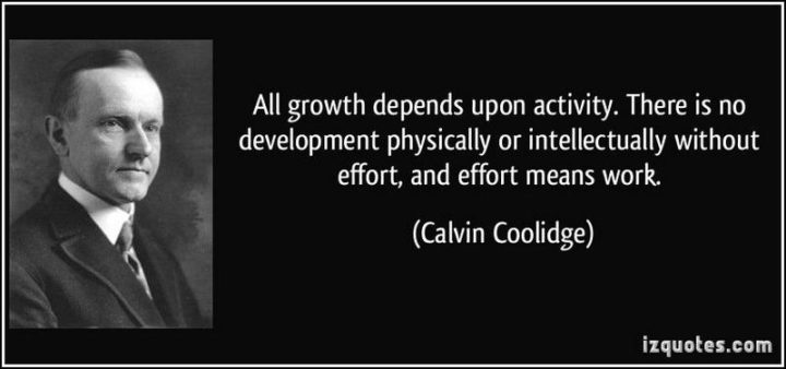 51 Hard Work Quotes - "All growth depends upon activity. There is no development physically or intellectually without effort, and effort means work." - Calvin Coolidge
