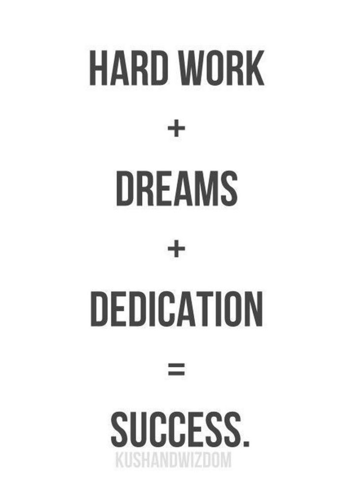 51 Hard Work Quotes - "Hard work + dreams + dedication = success." - Unknown