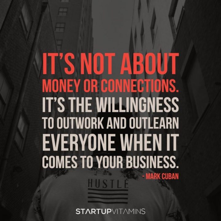 51 Hard Work Quotes - "It’s not about money or connections - it's the willingness to outwork and outlearn everyone." - Mark Cuban