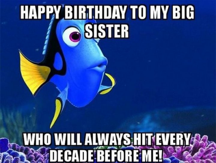 "Happy birthday to my big sister, who will always hit every decade before me!"