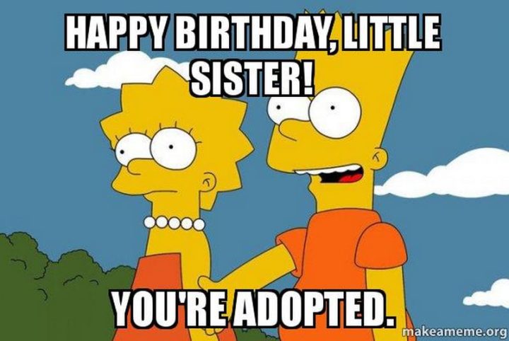 "Happy birthday, little sister! You're adopted."