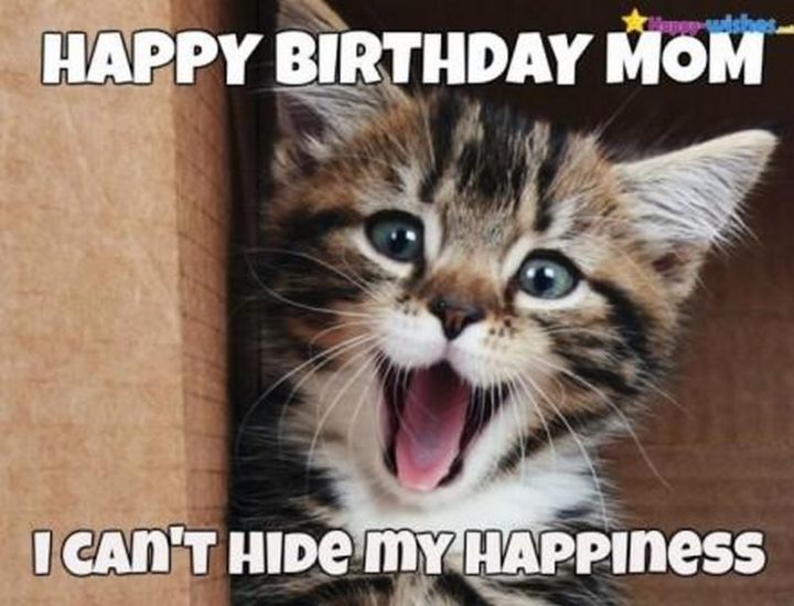 "Happy birthday mom. I can't hide my happiness."