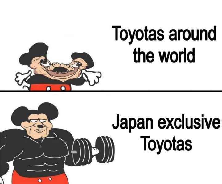 "Toyotas around the world VS Japan-exclusive Toyotas."
