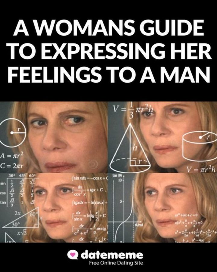 65 Funny Dating Memes - "A woman's guide to expressing her feelings to a man."