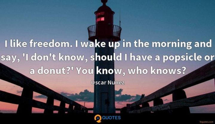 "I like the freedom. I wake up in the morning and say, ‘I don’t know, should I have a popsicle or a donut?’ You know, who knows?" - Oscar Nunez