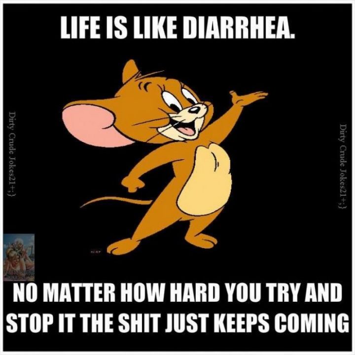 "Life is like diarrhea. No matter how hard you try and stop it the $#!t just keeps coming."